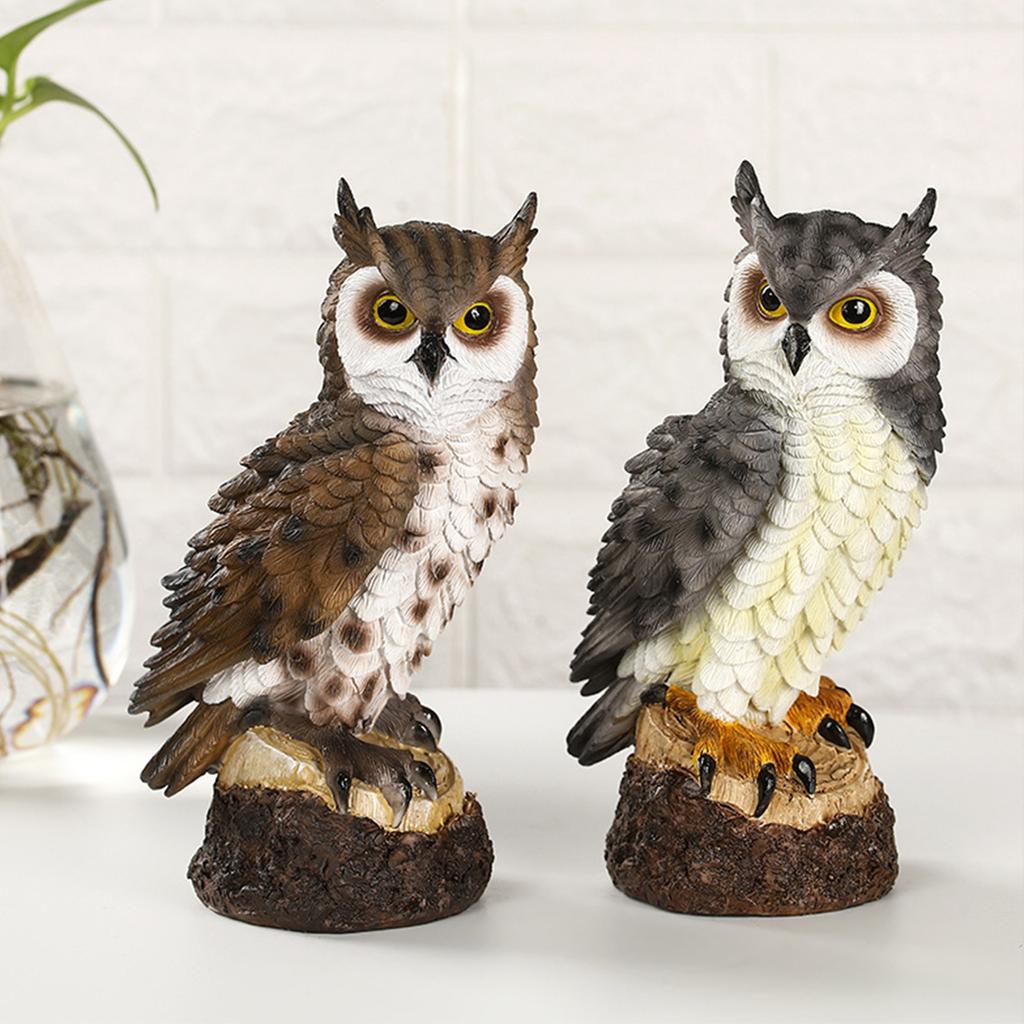 Resin Owl Statue Fake Owl Outdoor Sculpture Garden Decor Animal Sculpture Home Decor Lucky Owl Craft for Living Room Office