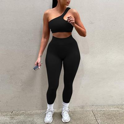 Harajuku Fashion Two Piece Sets Women Patchwork Sexy Solid Top Elastic Sport Pants Female Casual Tracksuit Streetwear Vacation Y2K