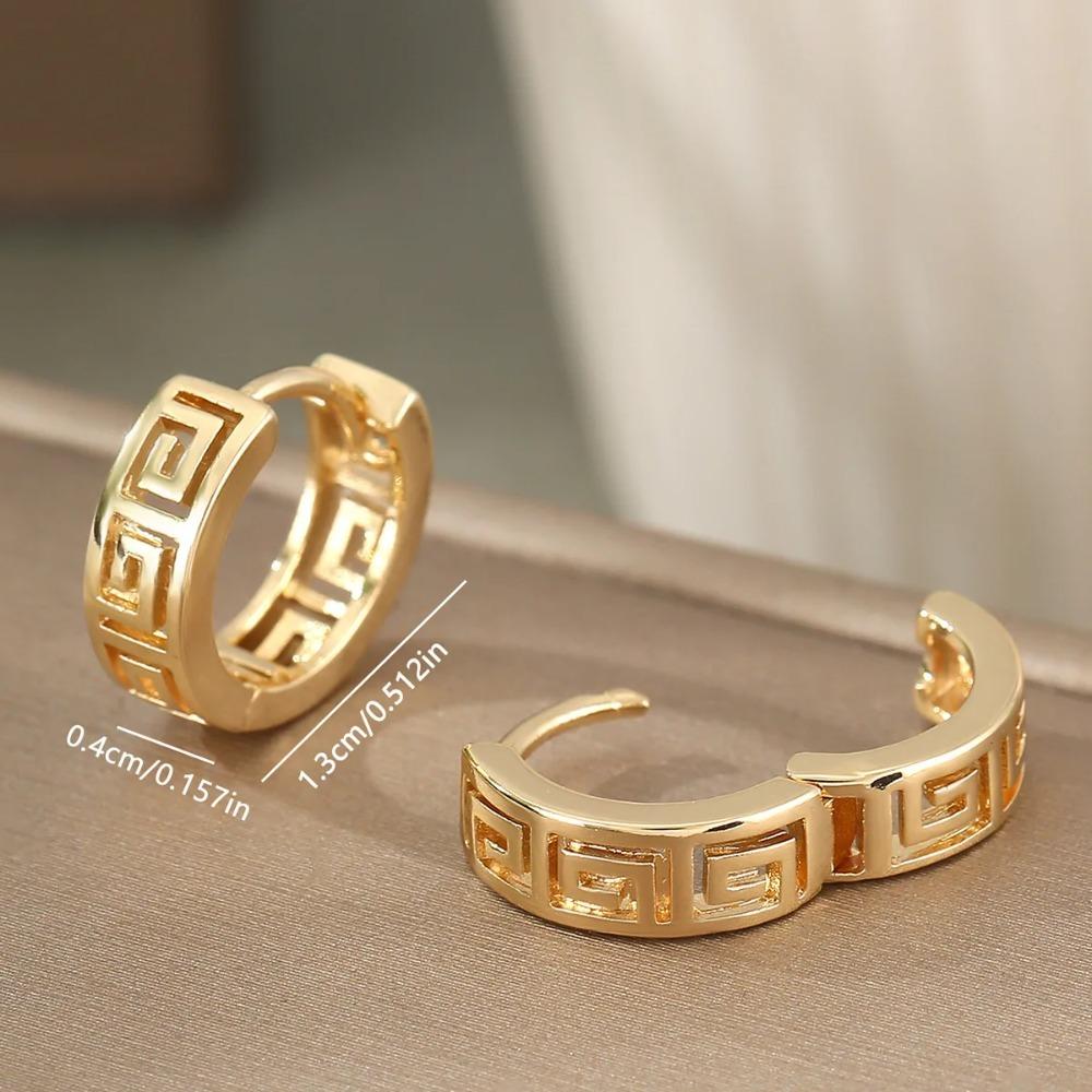 Медный темперамент Ретро Геометрические Клипсы, Простые и Модные Женские Серьги, Серьги с Простым Геометрическим Узором