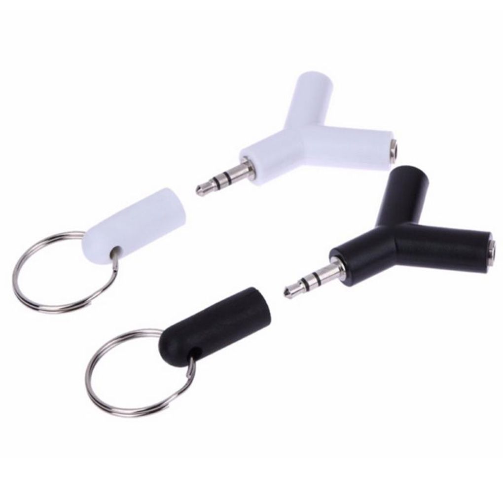 Divisor em Y de 3,5 mm Fone de Ouvido Jack Duplo Adaptador de Áudio Feminino Design de Chaveiro