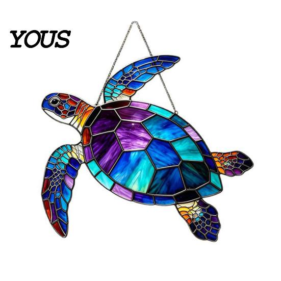 Schildkröte Ornament Sonnensammler, Acryl Fenster Hängeornament, Falsches Buntglas Friedliche Ozean Atmosphäre Dekoration Küsten für Liebhaber, Garten Weihnachten