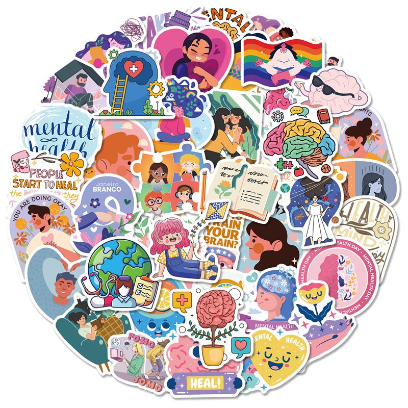 

10/25/50 шт. Наклейки для психического здоровья Наклейки Граффити осведомленности о психическом здоровье для DIY Багаж Ноутбук Скейтборд Мотоцикл Велосипедные наклейки