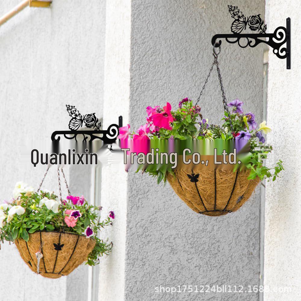 Wrought Iron Wall-Mounted Flower and Wind Chime Hanger