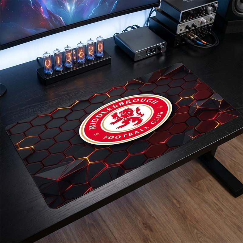 Middlesbrough FC Theme Pattern Mouse Pad, Soccer Logo Design XXL Gaming Desk Mat Non-Slip Computer Mouse Pad