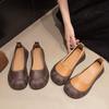 Retro round head shallow mouth single shoes women's spring and autumn new flat bottom one pedal casual child