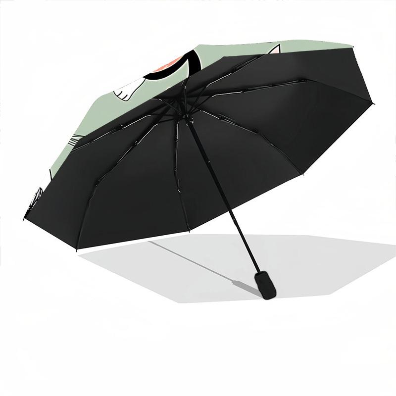 1pc Cat Pattern Automatic Folding Umbrella - 8-Rib Durable Iron Frame, Compact Portable for Daily Travel Yy251205023