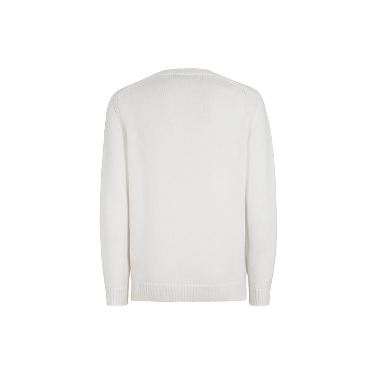 Fendi Sweaters Men's White Crew Neck Moderate Straight Fit FZZ387A3M3F0QA0