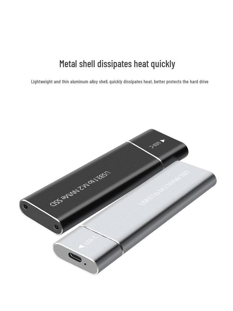 M.2 SSD Enclosure: Supports NGFF/NVMe to USB 3.1 Type-C, Solid State Metal Design