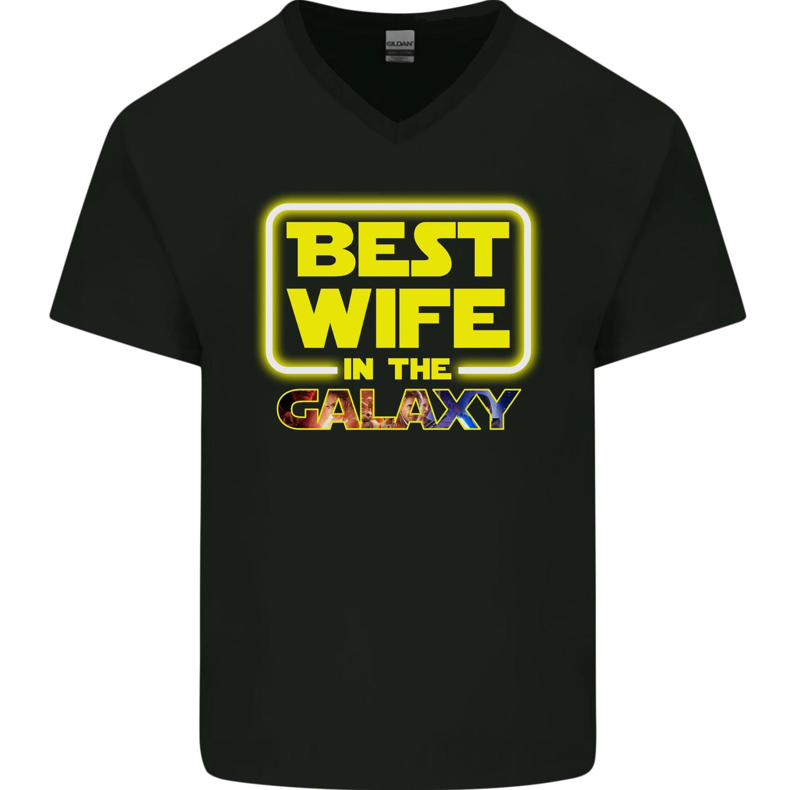 Best Wife In the Galaxy Mens V-Neck Cotton T-Shirt S разноцветный