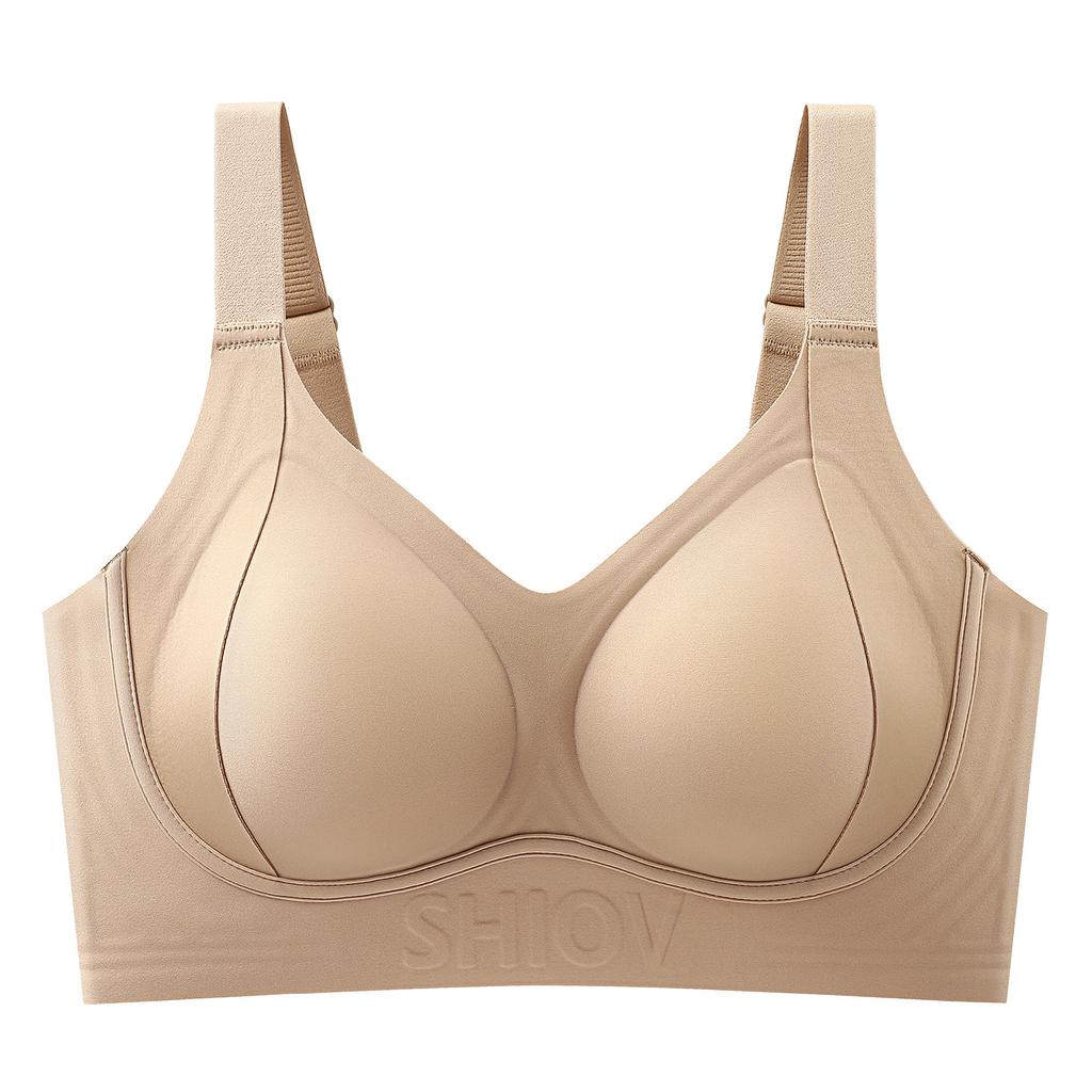 Plus-size Lingerie Women's Lift Anti-sagging Seamless Bra Adjustable Bra Thin Fixed Cup Bra Push Up Bra