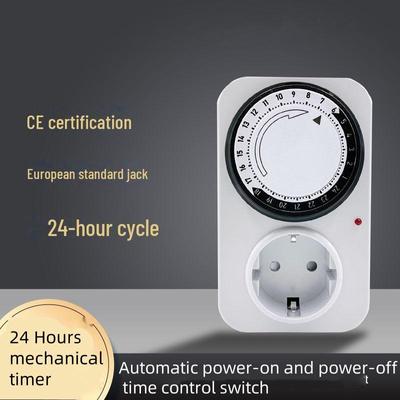Mechanischer Timer mit europäischer Standardzeitsteckdose: 24-Stunden-Zyklus, automatischer Ein-/Ausschalter