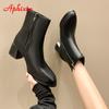 Fashion Aphixta 2025 Winter Side Zipper Shoes Women Boots 5cm Square Heel Ankle Boots Brown Botines Mujer Ladies Big Size Shoes