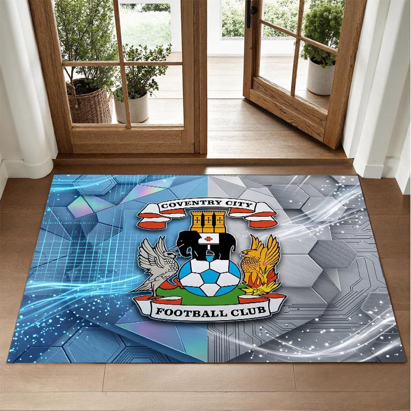 Coventry City Football Design Crystal Velvet Rug Soft Decorative Mat for Bedroom Entrance