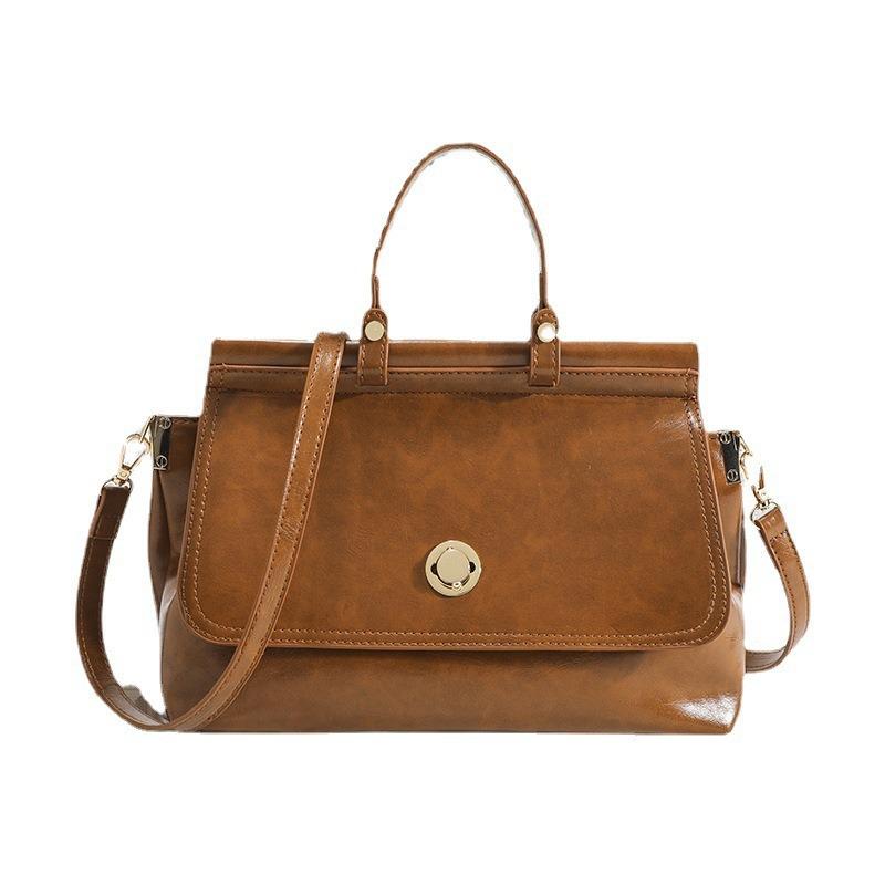 Women's Versatile Retro Briefcase Handbag: Large Capacity Crossbody for Daily Commutes