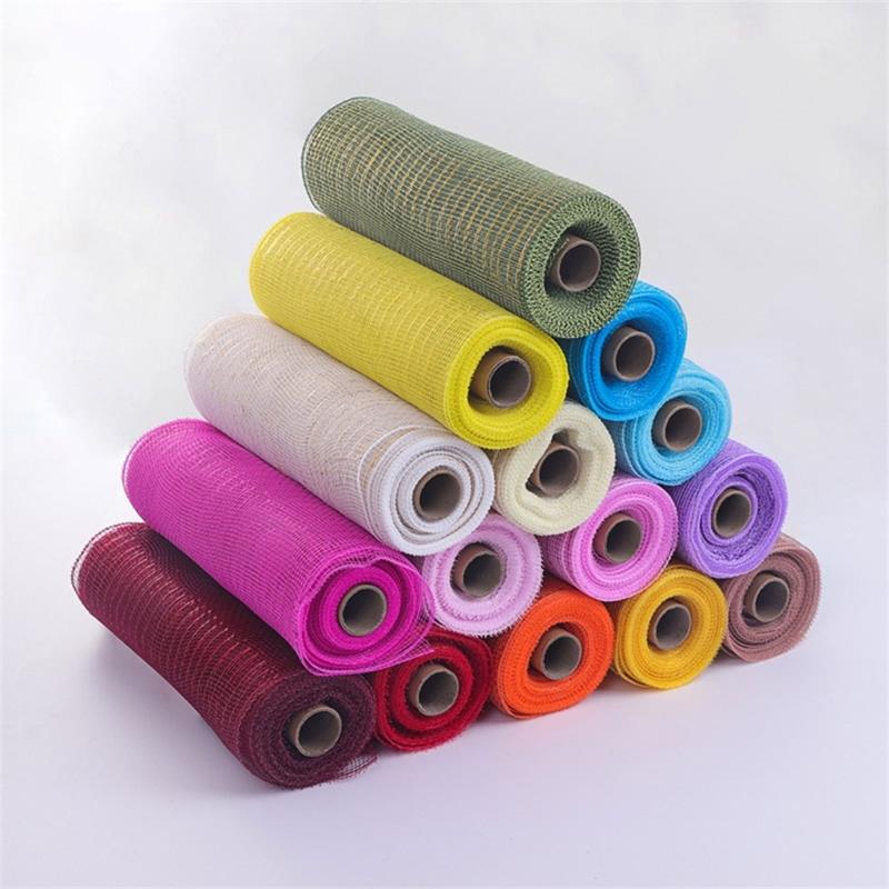 4 Rolls Durable Plastic Mesh Ribbon for Christmas Tree Decoration Perfect for DIY Projects and Festival Home Decors