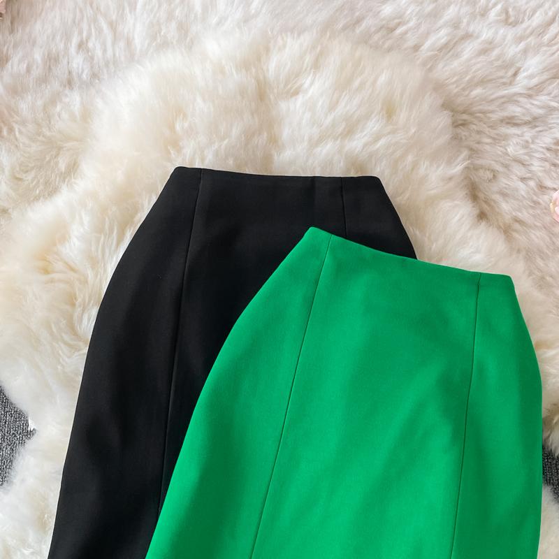 Spring And Autumn Professional Temperament Mermaid Skirt Office Lady Mid-Length Solid Package Hip Skirt High Waist Skirts