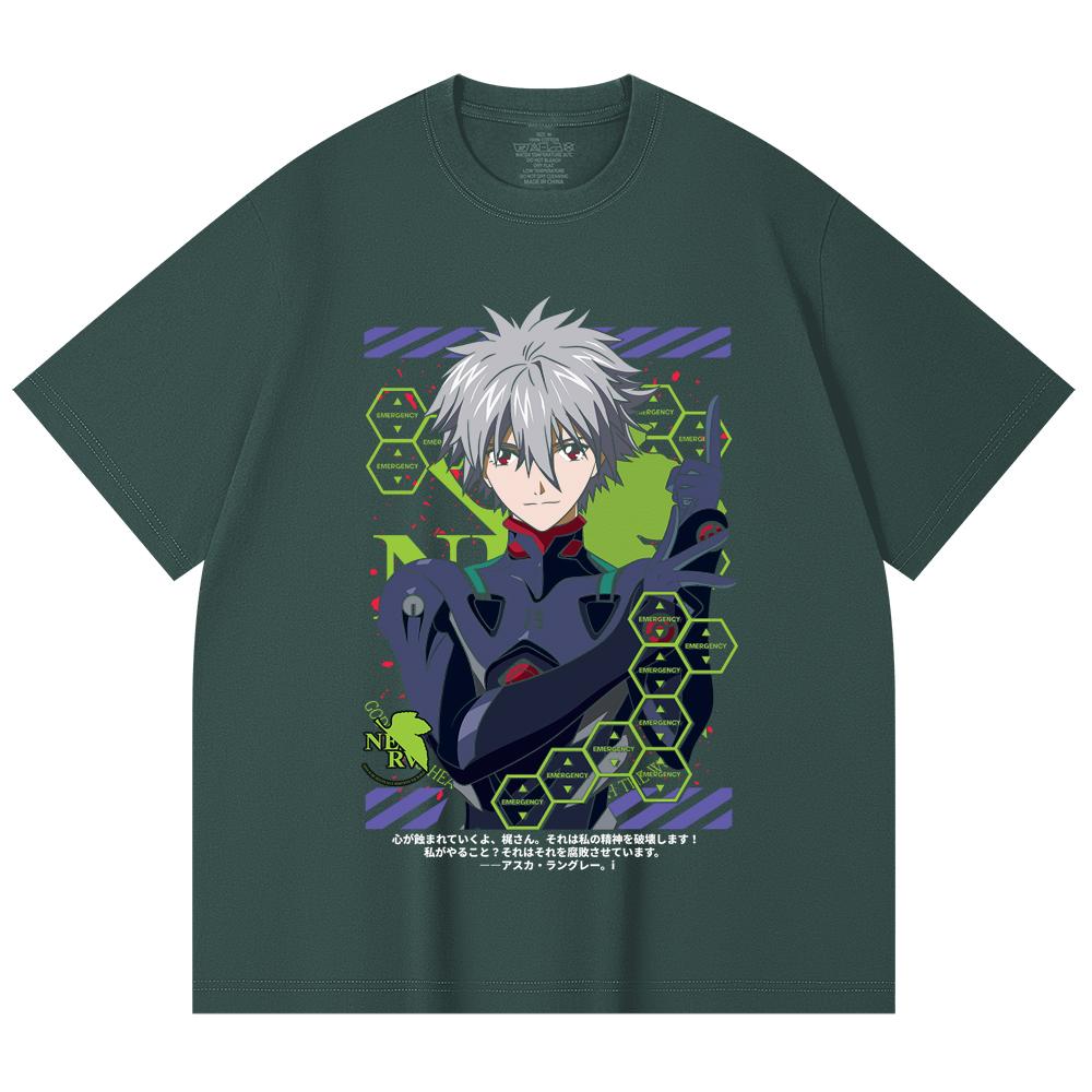 230 Gsm 100% Cotton Evangelion V5 Kagoru Print Unisex Heavy Cotton T Shirt