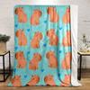 Cute Capybara and Blue Hearts Pattern Print Blanket Soft and Cozy Perfect for the Living Room Bed Sofa or a Nap,gift