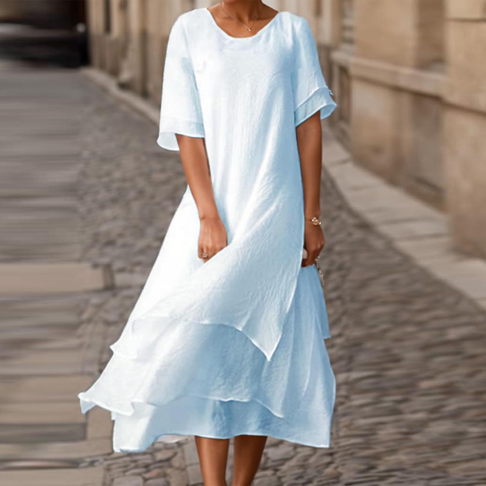 Women s Fashionable Casual -color Dress XXL