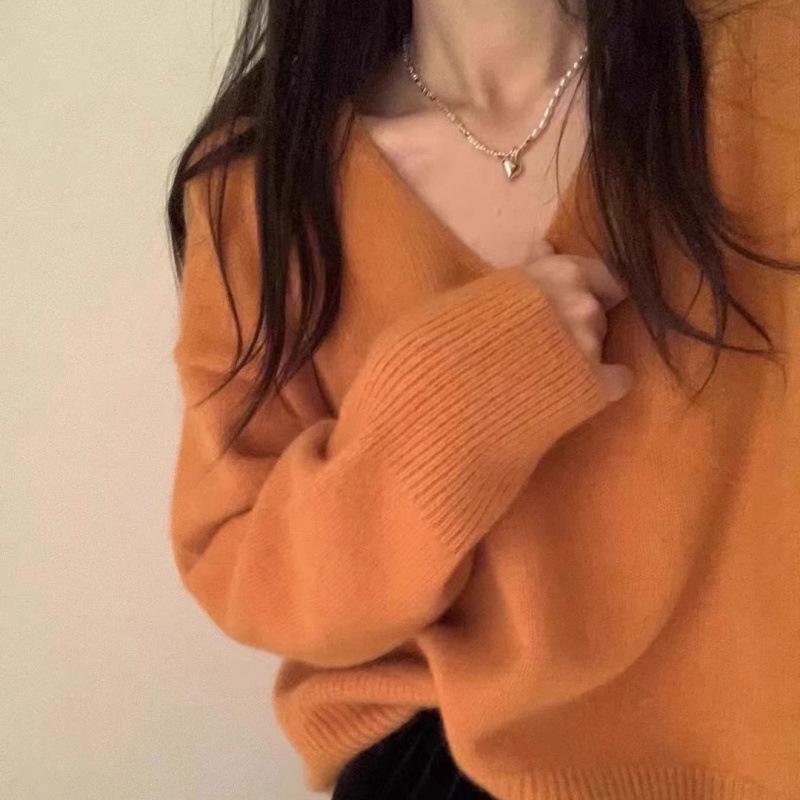 Koreanischer V-Ausschnitt Strickpullover - Lässig, Weich, Schichtweise Innenbekleidung