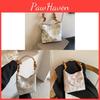 Chinese Style Silver Silk Water Bucket Bag With Stitching Details For Casual Outings