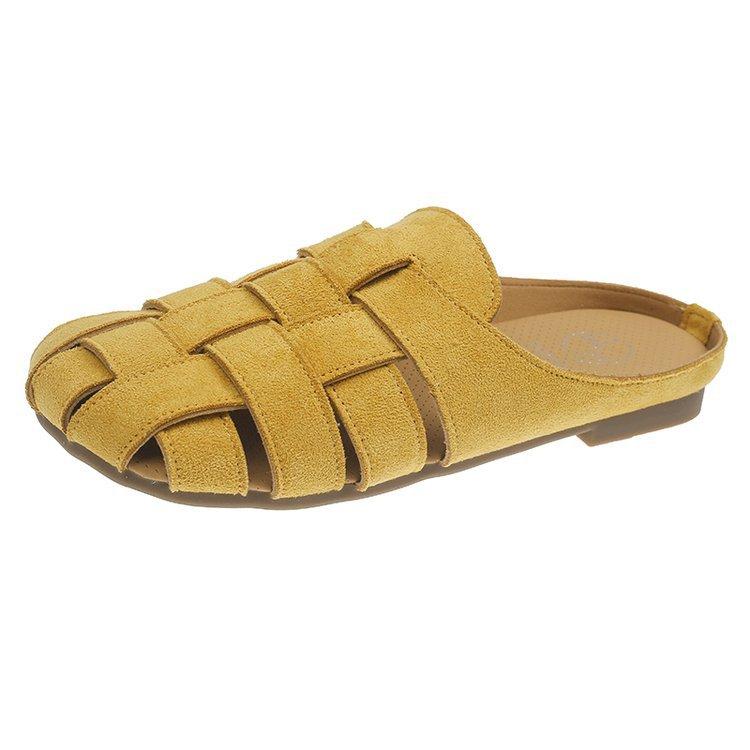 

[youshilai] Баотоу полушлепанцы новые ретро римские плетеные полые и дышащие на плоской подошве ленивые сандалии 35