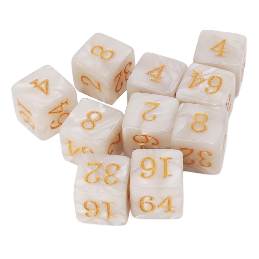 30PCS Number Dice Six Sided Multiples of 2 Number Plastic Light Weight Portable Dice   for Teaching Board Games