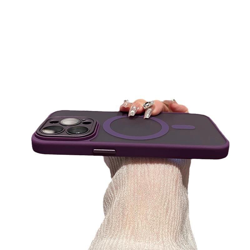 Applicable To IPhone 16 Matte Skin sensitive Magnetic Suction Phone Case Apple 15 Promax Comes with Lens Film Protective Case 13