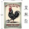 Metal Poster Wall Art, Chicken with Shovel, Farmhouse Kitchen Decor