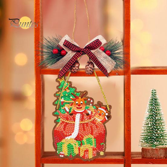 

1 комплект DIY алмазная живопись Рождественский кулон повышает креативность уменьшает стресс легко повесить создает праздничную атмосферу рождественское подвесное украшение