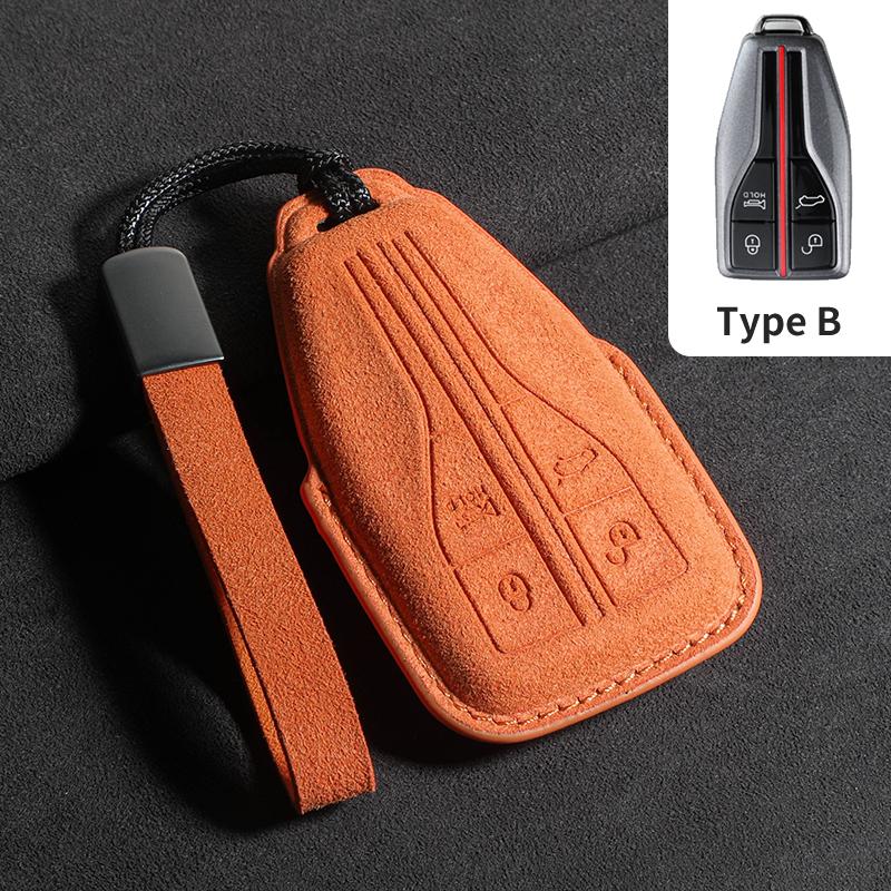 

Suede Leather Car Remote Key Case Cover For Faw Hongqi Hs5 H5 H9 Hs7 H7 L5 Hs3 L9 Eh7 Hq9 Ls7 E-Qm5 Car Key Fob Shell Keychian