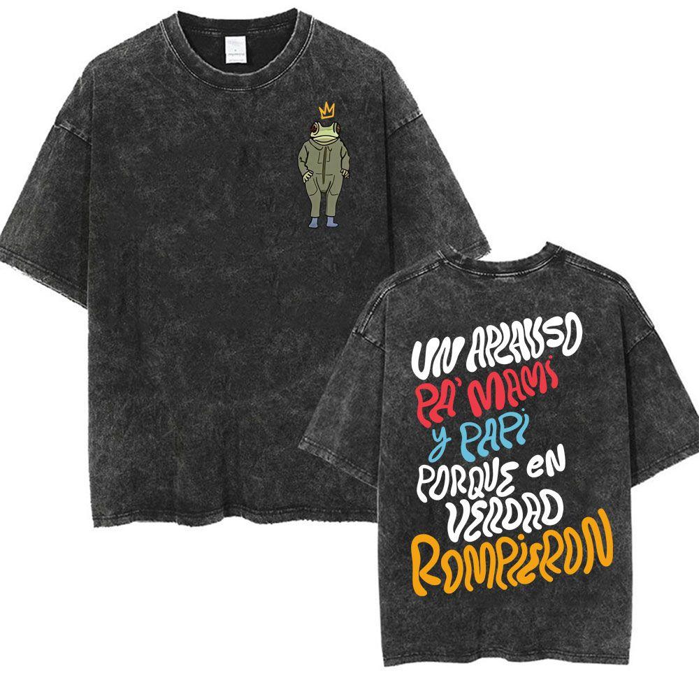 Wholesale Rap Bad Bunny DTMF World Tour Oversized Tshirt for Men Luxurious Fashionable Retro Washed Hiphop Pure Cotton Tshirt