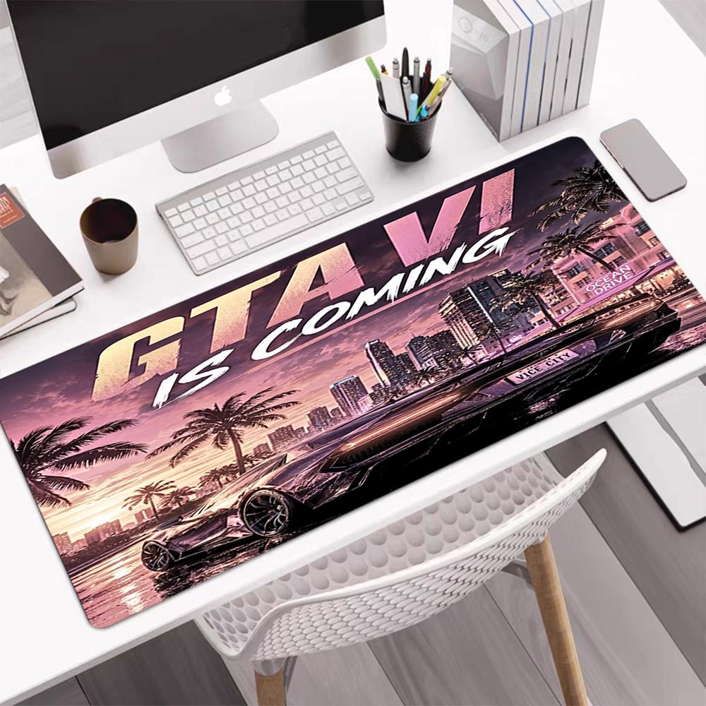 Podložka pod myš s tematikou GTA 6, Protišmyková gumová základňa, Multifunkčná kancelárska a domáca dekorácia, Perfektná na personalizáciu pracovného priestoru.