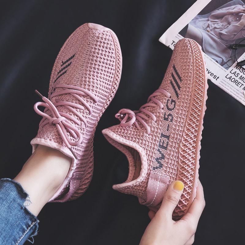 New women's shoes spring and autumn versatile breathable flying weaving women's comfortable casual shoes women's sports shoes running casual
