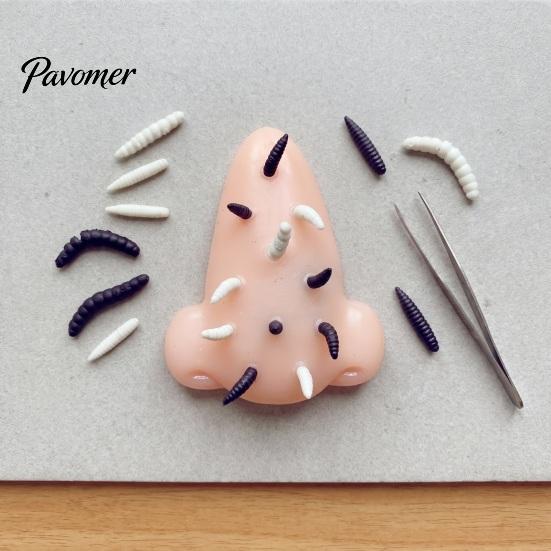 Stress Relieving Tools Nose Pimple Popping Toy with Tweezers And Worm, Funny Relief Prank Creative Novelty Items Game for Party, Flexible TPR