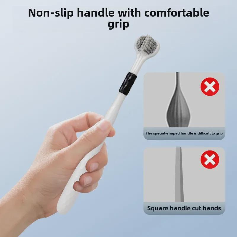 Brosse à Dents Douce Antibactérienne à Trois Faces avec Trois Têtes