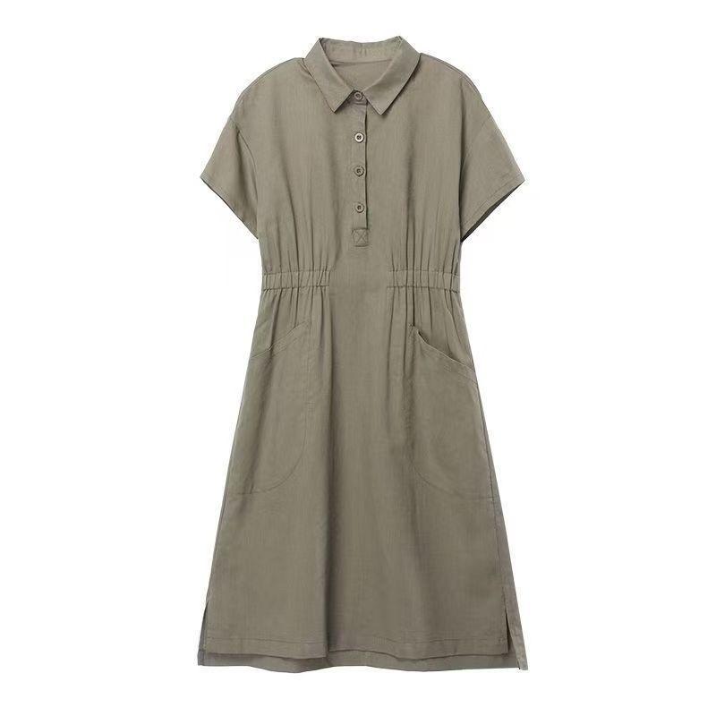 Solid Color Loose Casual Waist Slimming Plus Size Women's Dress Mom