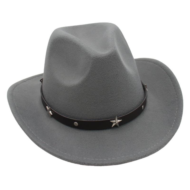 Fashion Cowboy Hat Black Bowler Hat Jazz Hat English Vintage Felt Hat Knight Hat