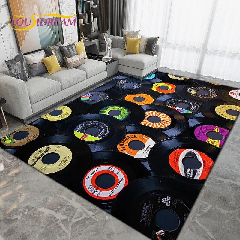 Classical Music Vintage Vinyl Record Area Rug Large,Carpet Rug for Living Room Bedroom Sofa,Kitchen Bathroom Non-slip Floor Mats