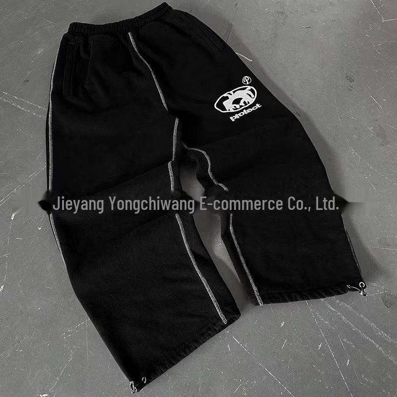 

«Американские уличные модные молодежные спортивные штаны — повседневные брюки с буквенным принтом» M чёрный