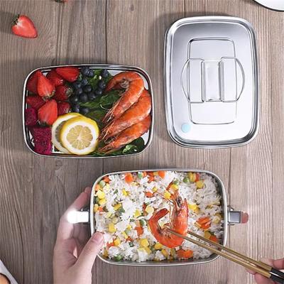 Acier Inoxydable 304 Boîte à Déjeuner en Acier Inoxydable Couvercle Anti-fuite Compartiment Divisé Récipient Alimentaire Nettoyage Facile Réutilisable