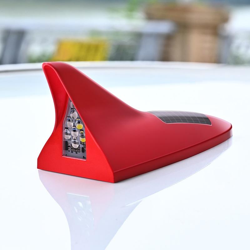 Car Solar LED Shark Fin Antenna Light Anti Collision Warning Lamp Universal Automobile Modeling Decorative Accessory