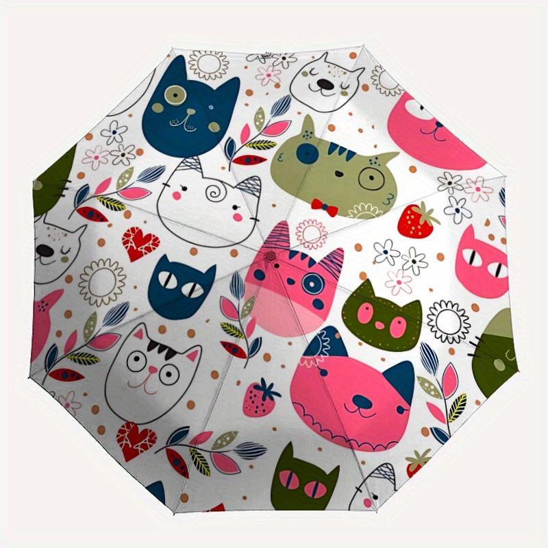 1pc Cat Illustration Automatic Opening/closing Umbrella with Auto Open/Close, Windproof, Foldable Sunshade, Perfect Gift for Friends, Durabl