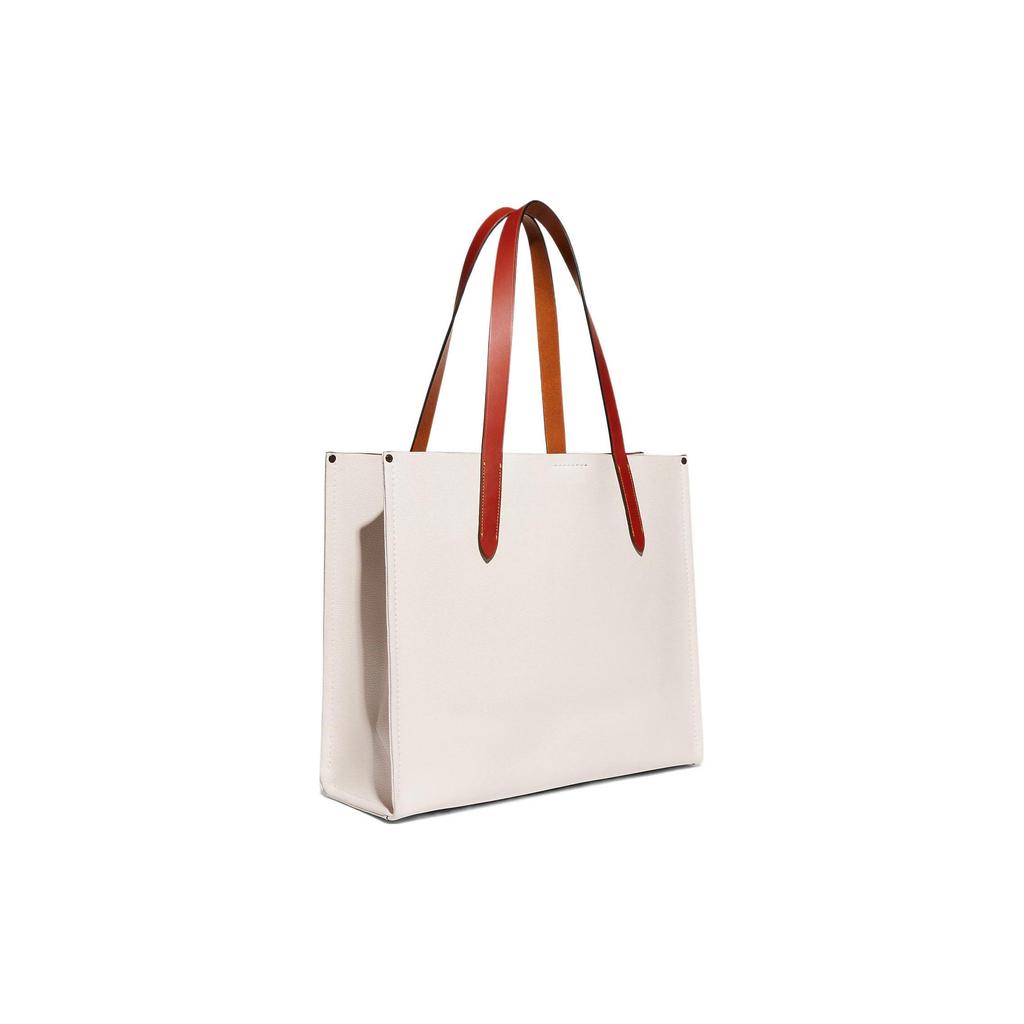 Coach 41 Magnetischer Schnappverschluss Genarbtes Leder und Gewachste Leinwand Schulter-Tote-Bag Große Herren-Tote-Bag Weiß CH765-CAH