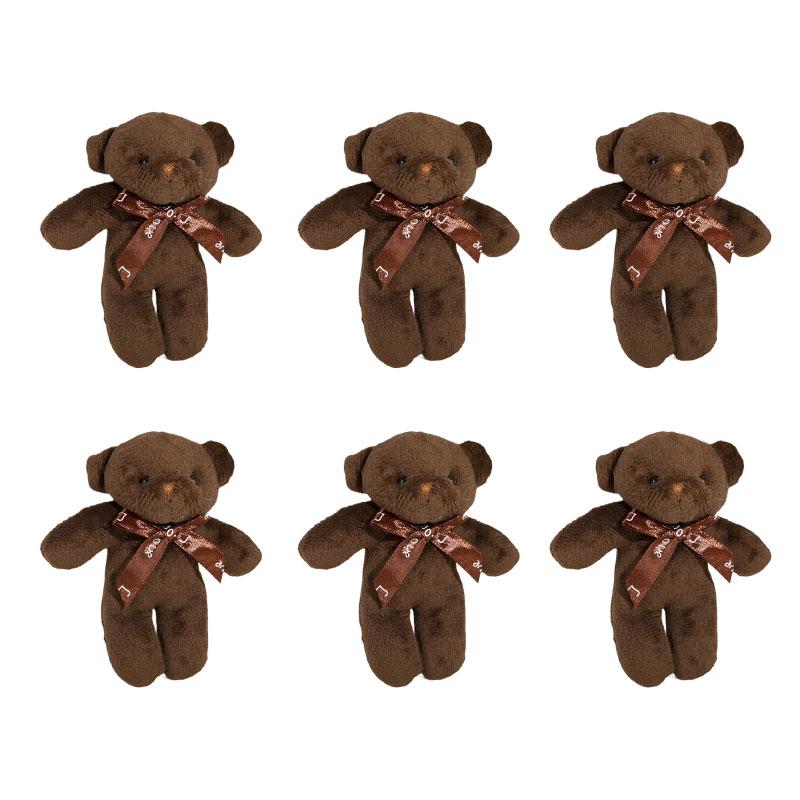 6/12pcs Mini Bear Plush Keychain Colorful Bear Stuffed Toy School Bag Pendant Teddy Doll Graduation Party Supplies Wedding Gift