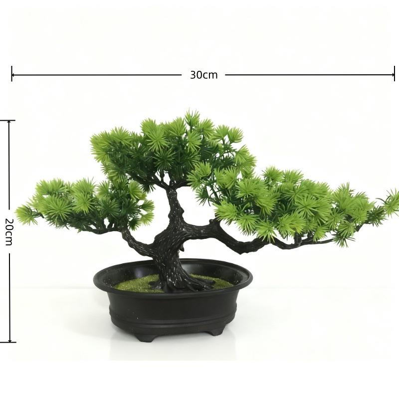 Zen Bonsai Green Pine Simulated Plant Decoration for Wine Cabinet or Home Entrance