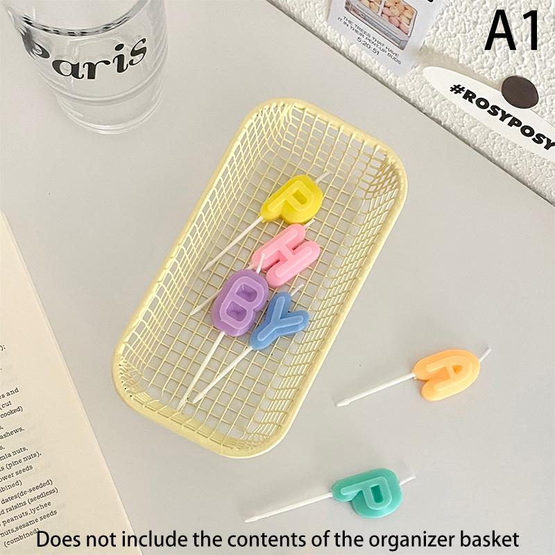 Metal Storage Basket Desktop Sundries Organizer Make Up Sorting Holder Stationerry Pocards Case Office Home Supplies