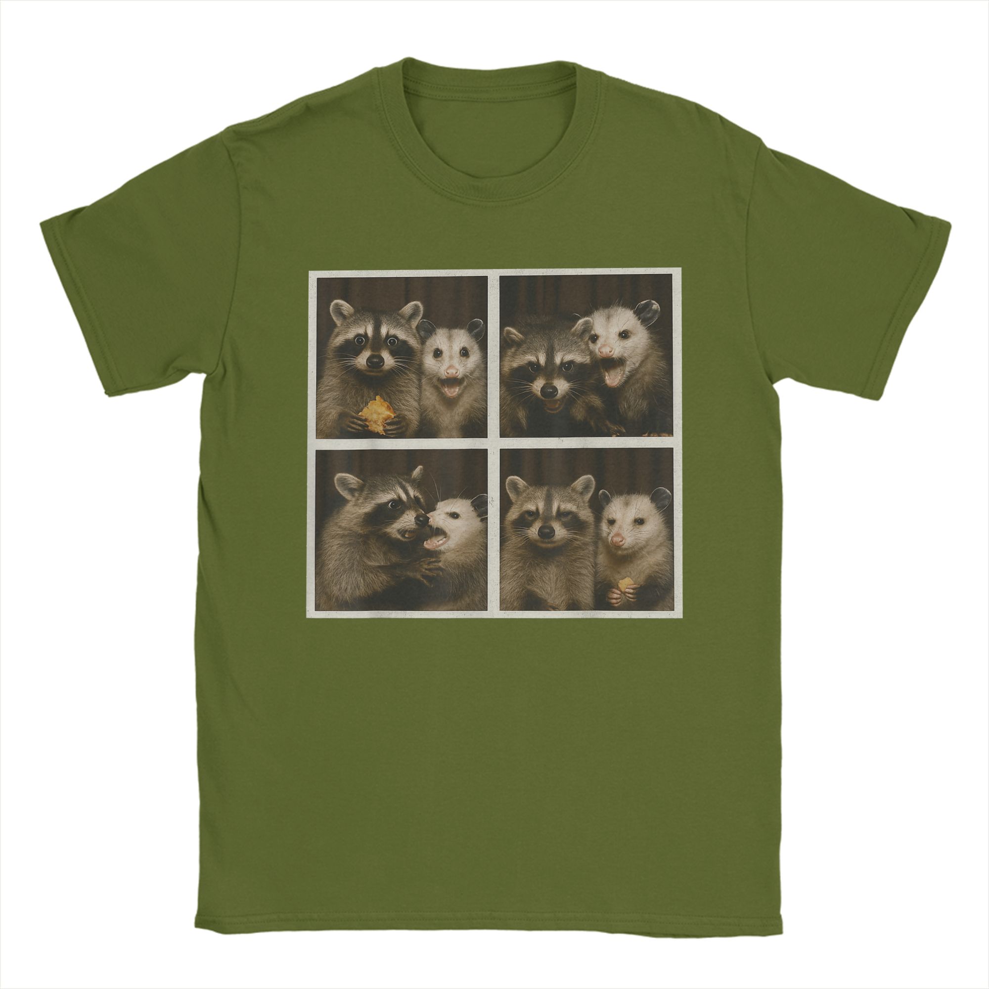 Funny Possum and Raccoon Trash Feral Men s T Shirts  Casual Tee Shirt Short Sleeve Round Neck T-Shirts Plus Size Clothes 4XL