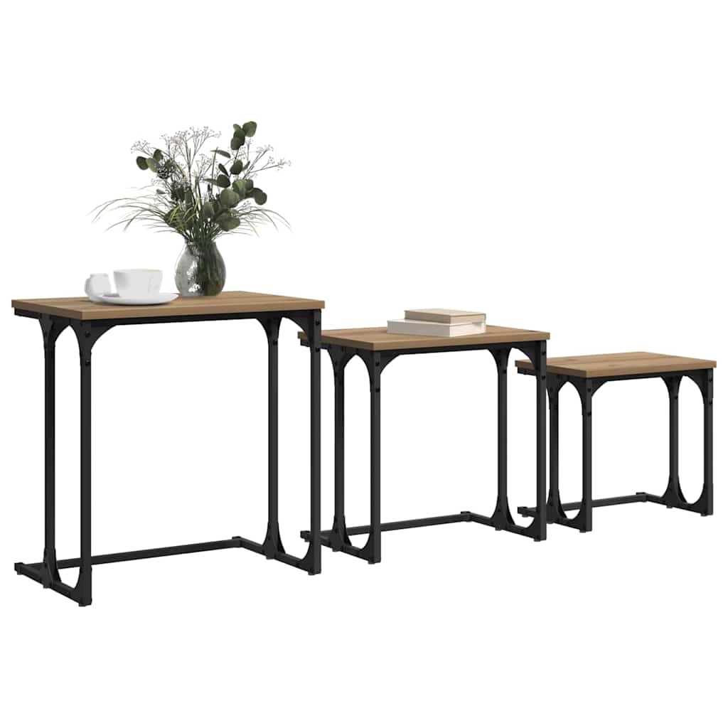 Nesting Coffee Tables 3 pcs. Artisan Oak 50.5 x 35 x 53 cm