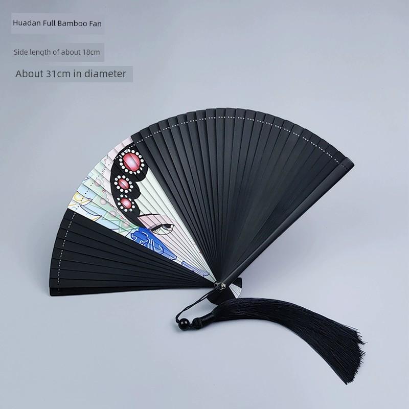 Cut Out 5-Inch Chinese Style Chinese Ancient Style Red and Black Folding Fan